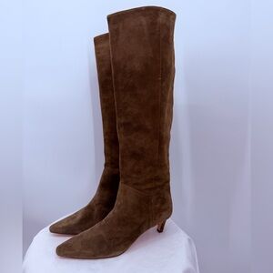 J. Crew Chocolate Brown Suede Knee-High Low Heel Boots